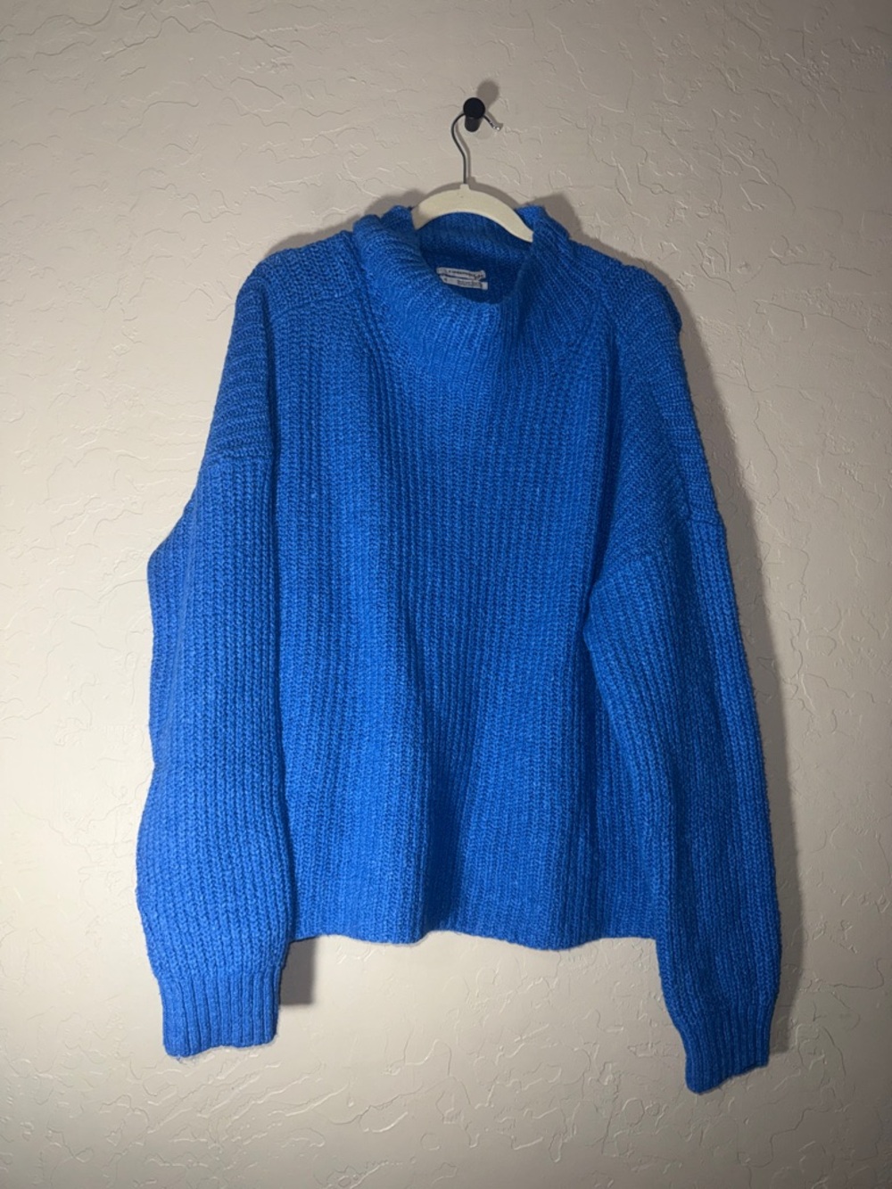 By Anthropologie  blue drop shoulder ribbed chunky oversized sweater size XL
